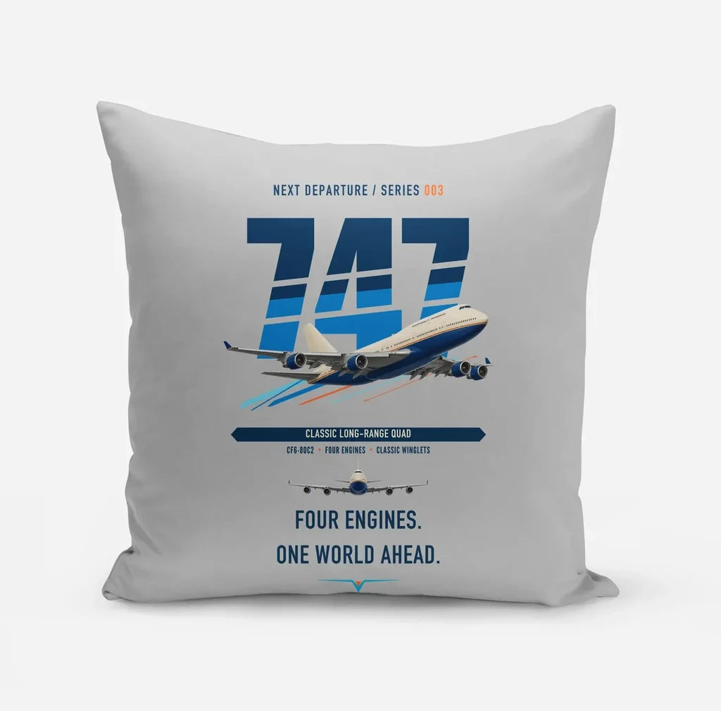 Boeing 747-400 design on light gray pillow