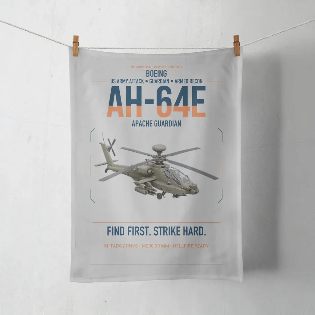 Boeing AH-64E Apache Guardian design on light gray towel