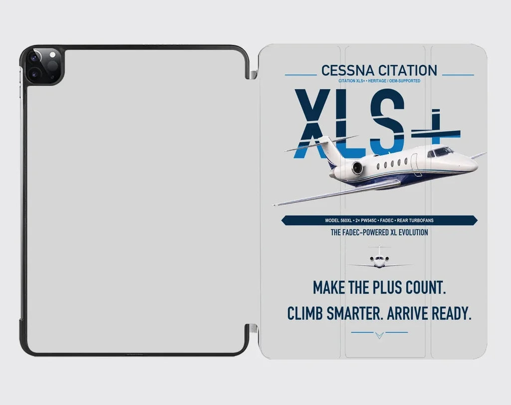 Cessna Citation XLSPlus design on light gray ipad tablet case