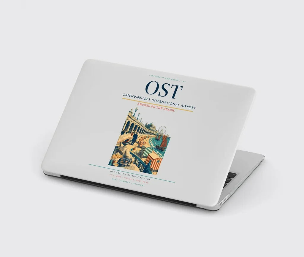Ostend-Bruges International Airport (OST) design on light gray MacBook case