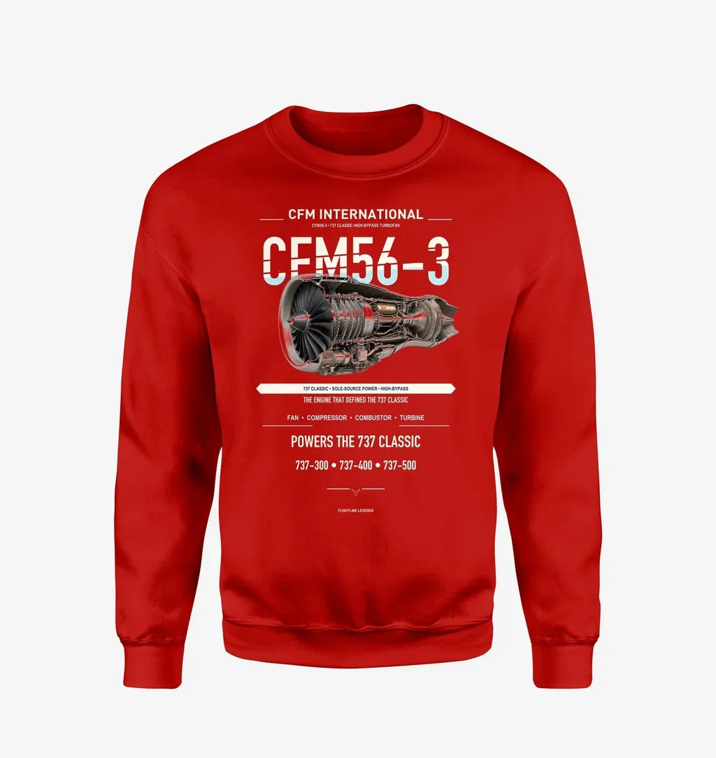 CFM56-3 design on red sweatshirt