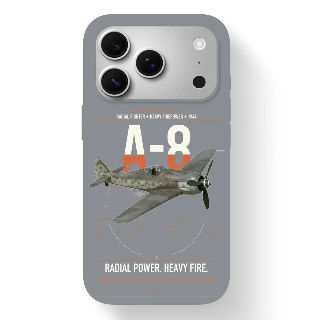 Focke-Wulf Fw 190A-8 design on gray magsafe iphone case, for iPhone 17 Pro
