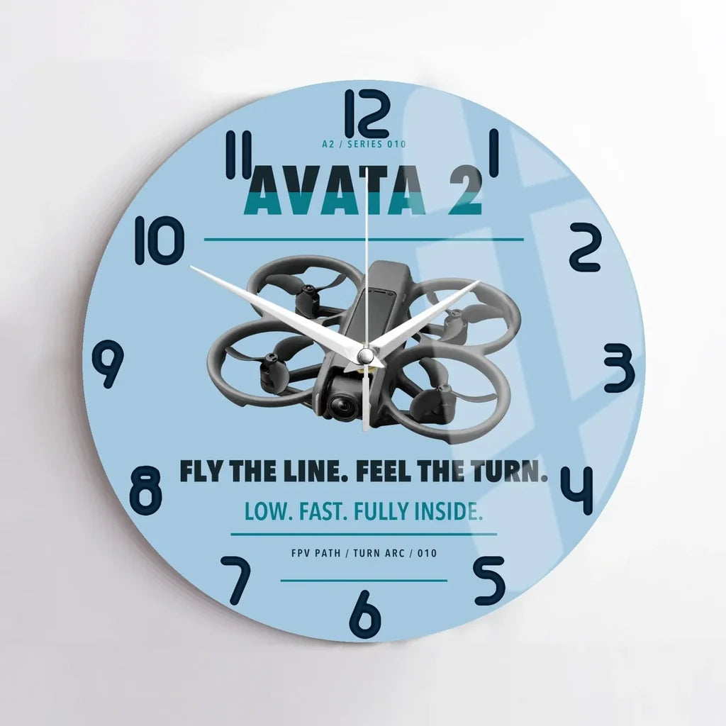 DJI Avata 2 design on light blue no frame wall clock