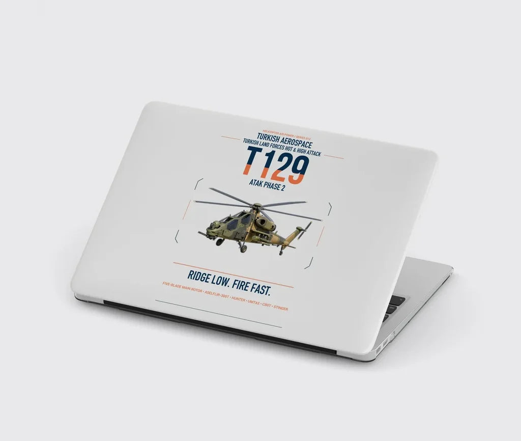 Turkish Aerospace T129 ATAK Phase 2 design on light gray MacBook case