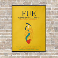 Thumbnail for Fuerteventura Airport FUE vertical canvas print - framed - yellow background