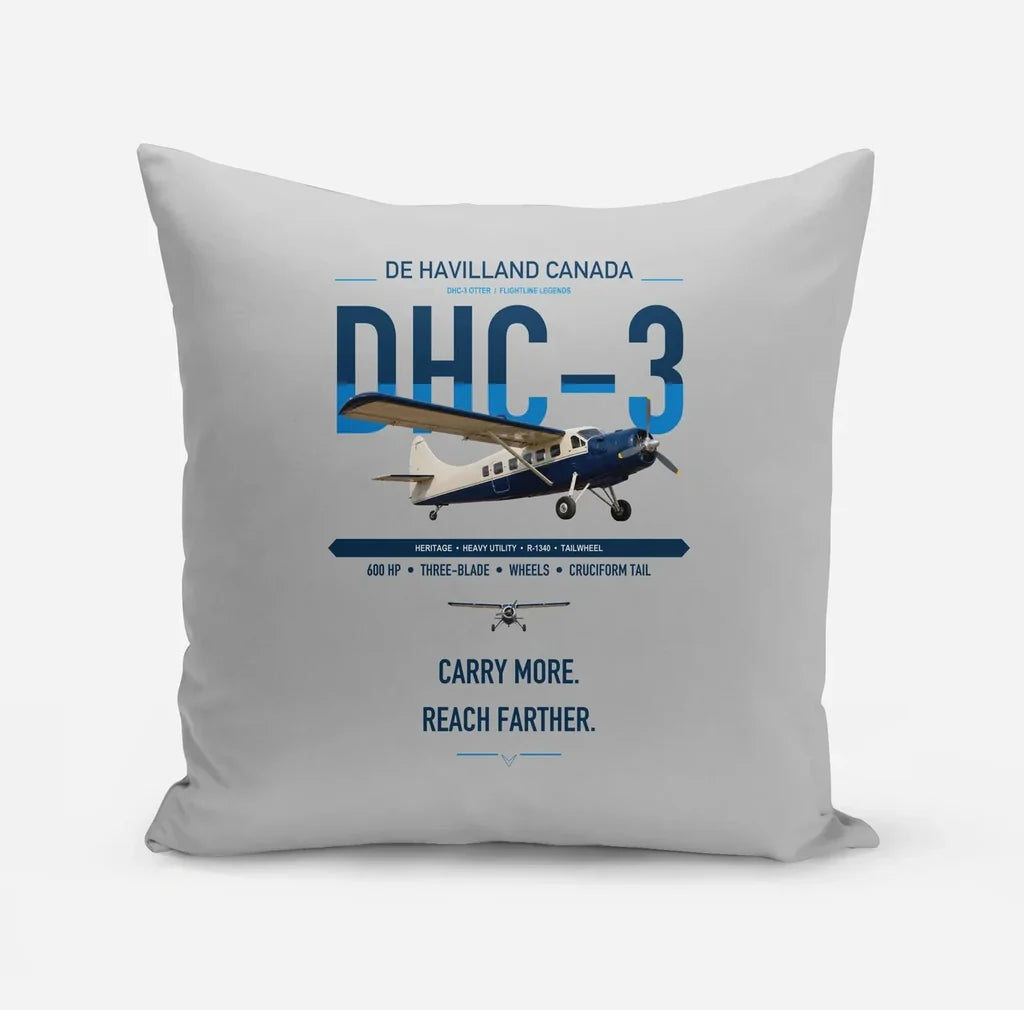 DHC-3 Otter design on light gray pillow