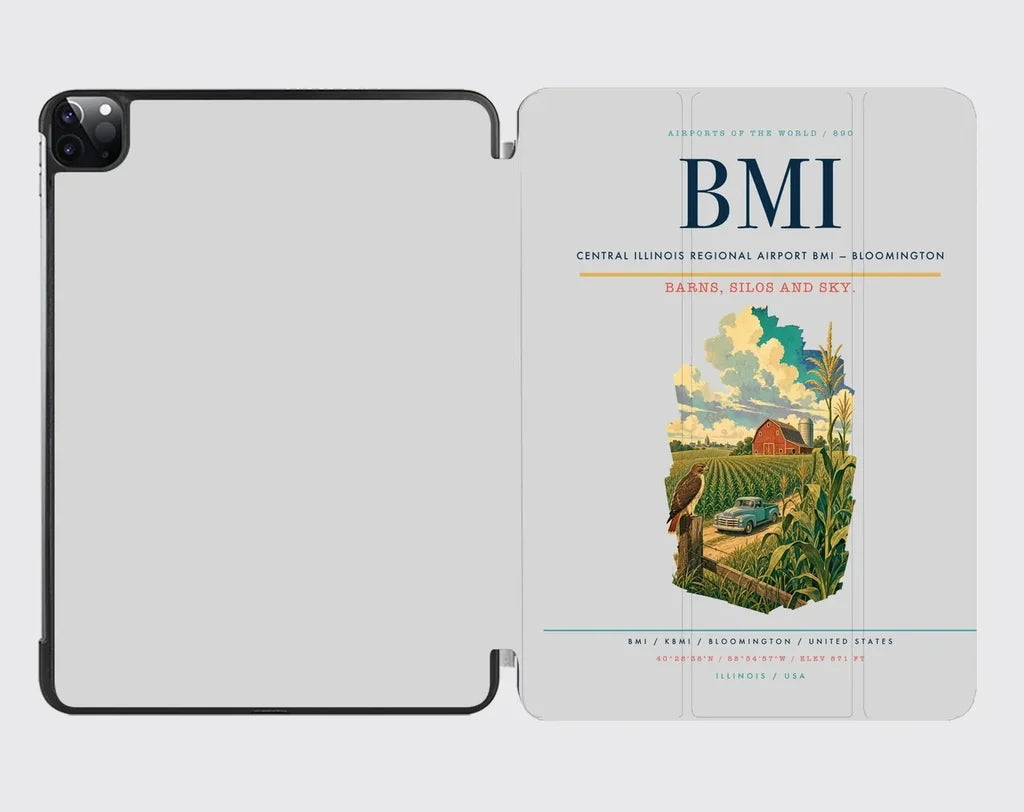Central Illinois Regional Airport (BMI) design on light gray ipad tablet case