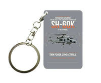 Thumbnail for Mitsubishi Sikorsky SH-60K design on gray designed key chain, double-side print