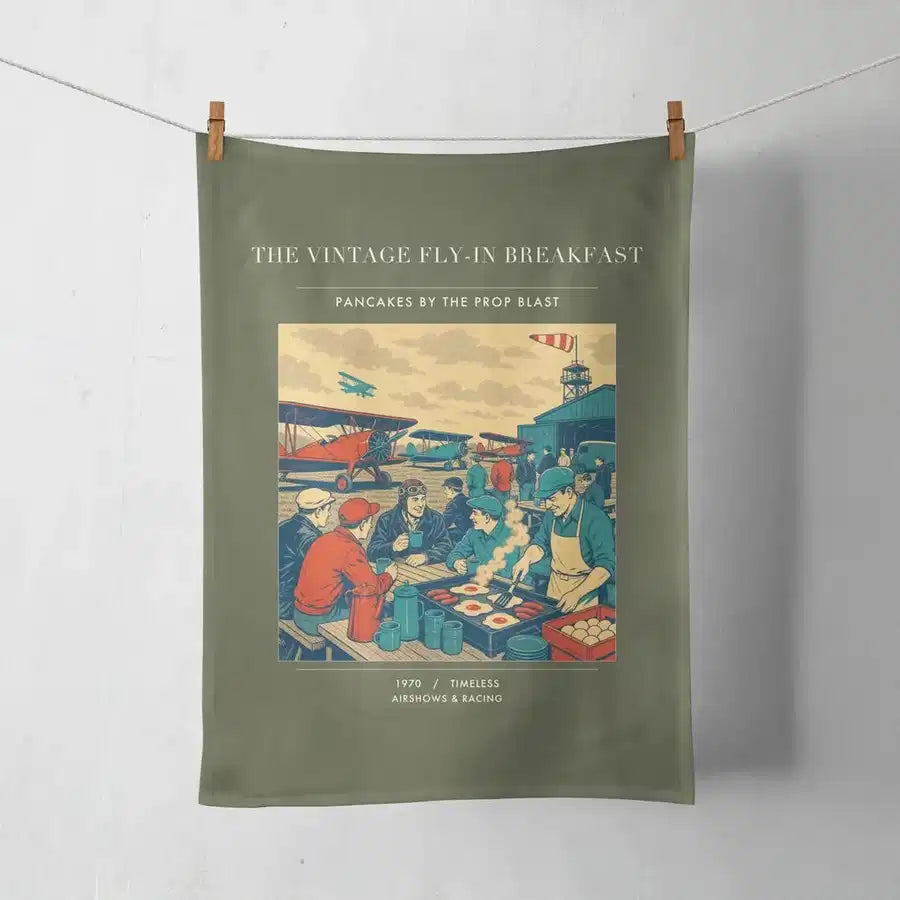 VINTAGE G4487 - The Vintage Fly-In Breakfast - Designed Towels design on greenarmy
