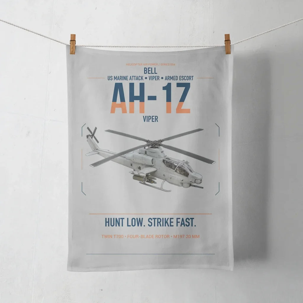 Bell AH-1Z Viper design on light gray towel