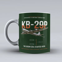 Thumbnail for KB-29P SUPERFORTRESS design on dark green ceramic mug, double-side print