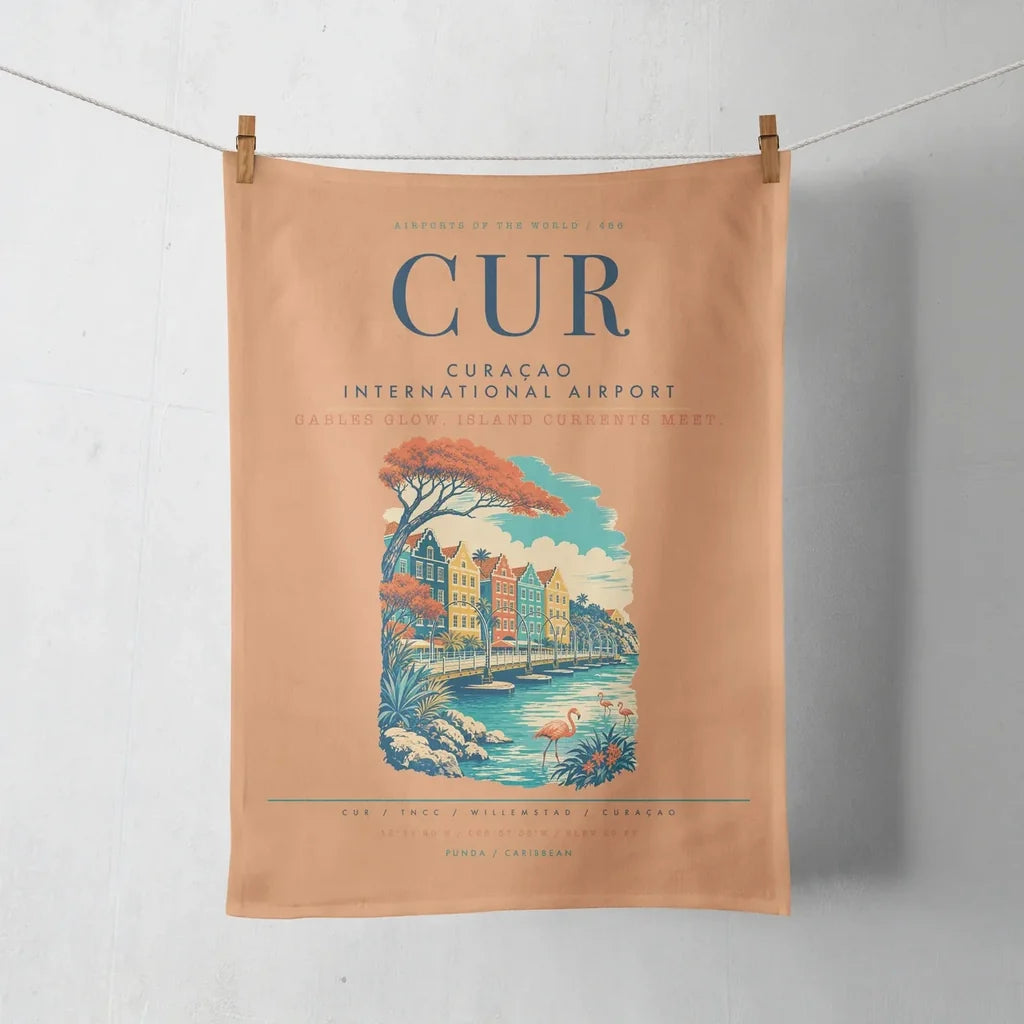 Curaçao International Airport (CUR) design on orange towel
