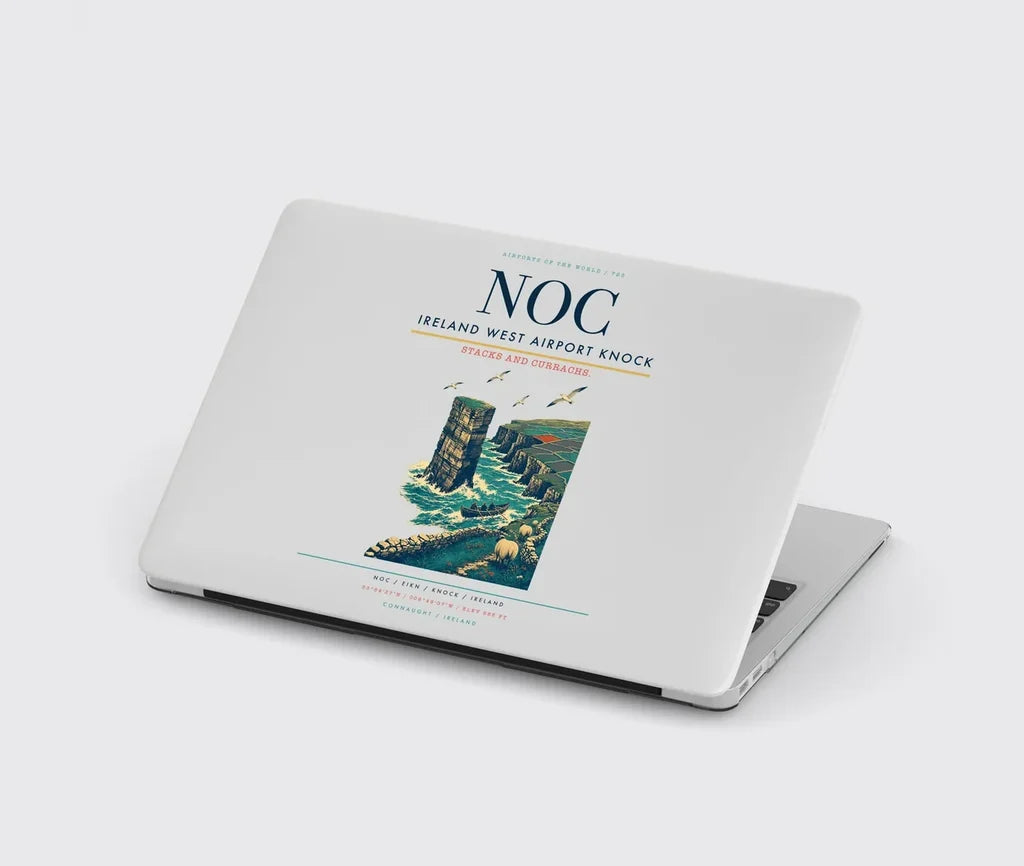 Ireland West Airport Knock (NOC) design on light gray MacBook case