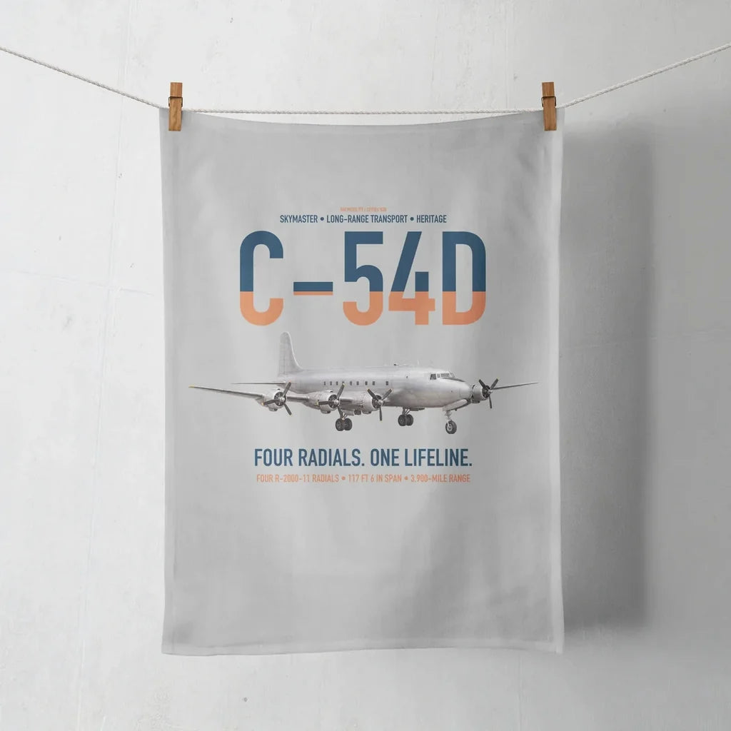 C-54D Skymaster design on light gray towel