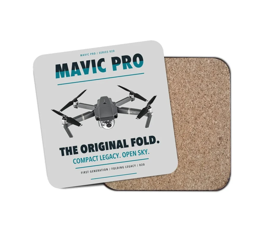 DJI Mavic Pro design on light gray 1 piece coaster