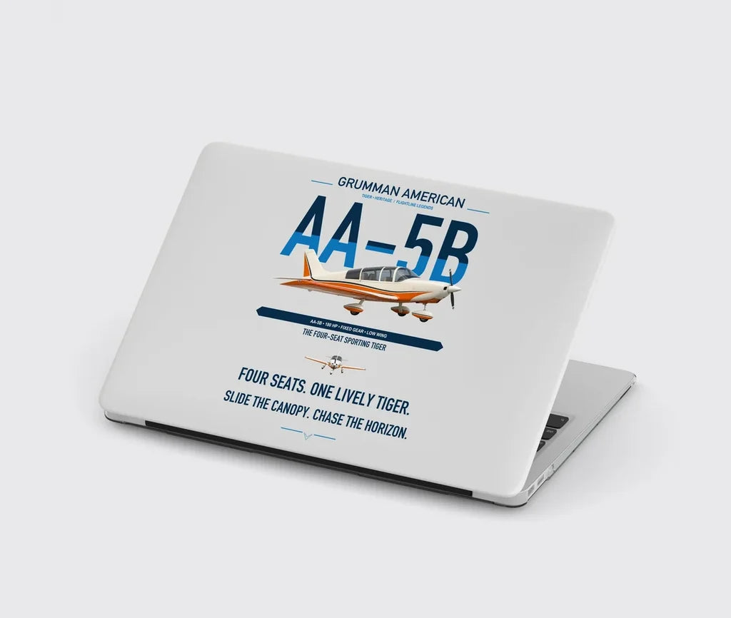 Grumman American AA-5B Tiger design on light gray MacBook case