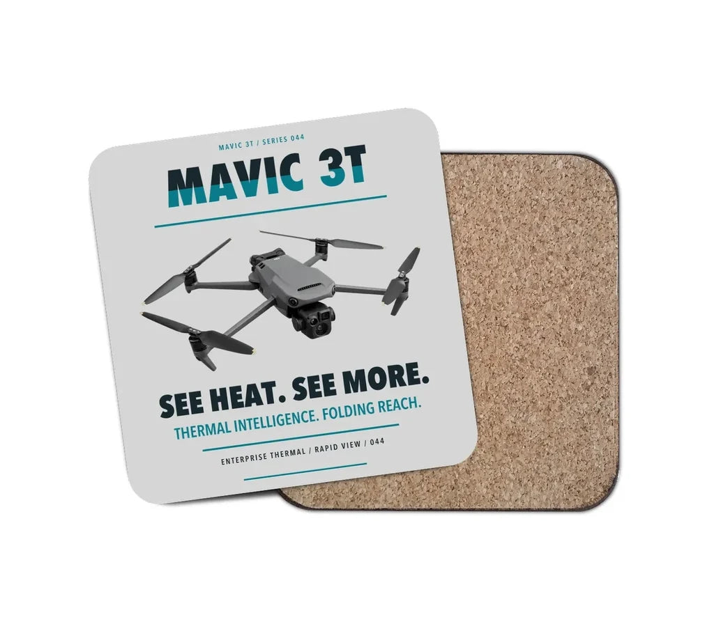 DJI Mavic 3 Thermal design on light gray 1 piece coaster