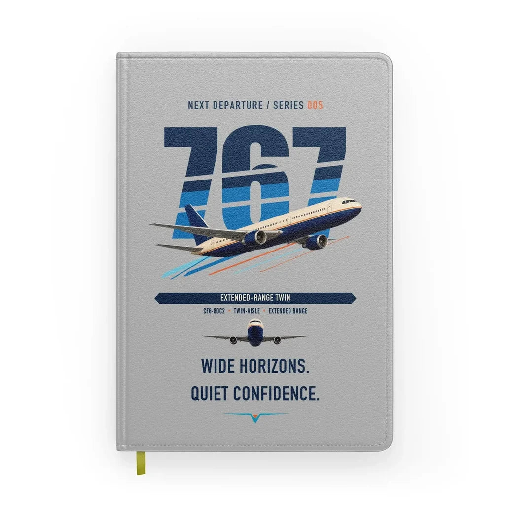 Boeing 767-300ER design on light gray notebook