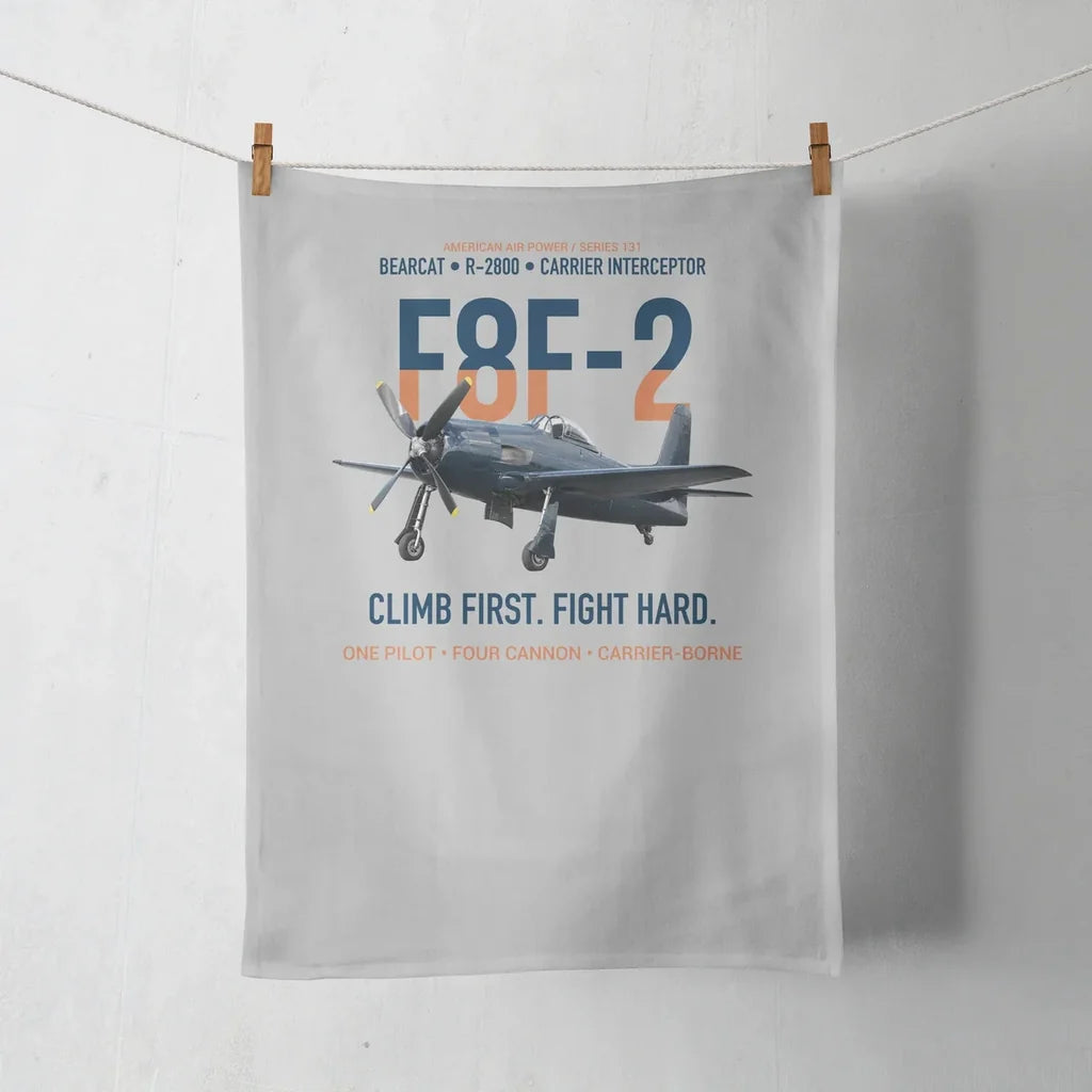 F8F-2 Bearcat Climb First Fight Hard design on light gray towel