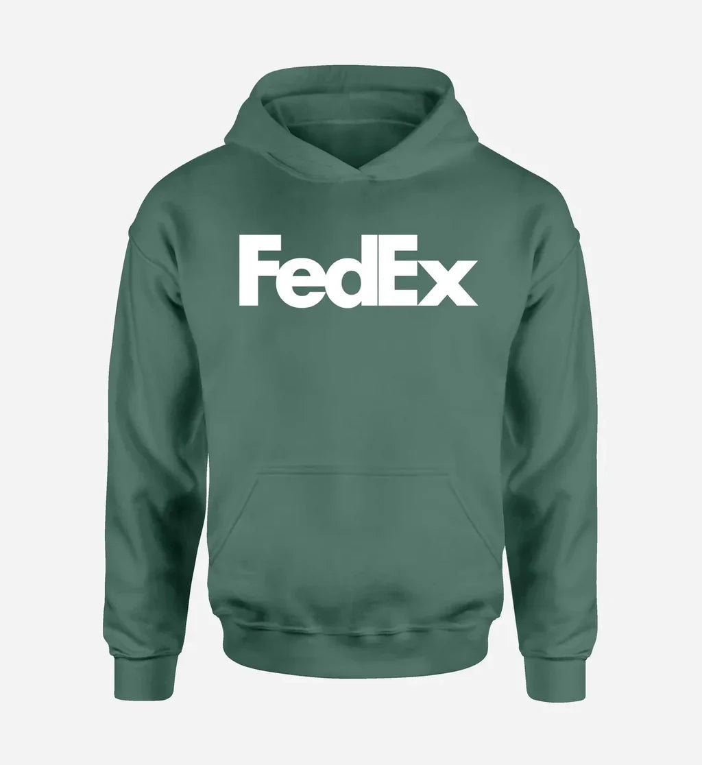 FedEx logo printed on green hoodie