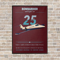 Thumbnail for Bombardier Learjet 25 vertical canvas print - framed - dark red background
