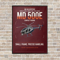 Thumbnail for MD Helicopters MD 500E vertical canvas print - framed - dark red background