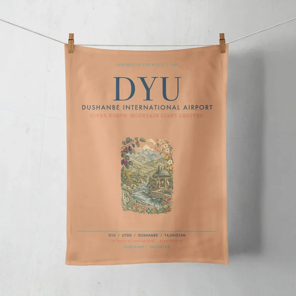 Dushanbe International Airport (DYU) design on orange towel