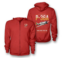 Thumbnail for P-36A Hawk design on red premium zipped hoodie
