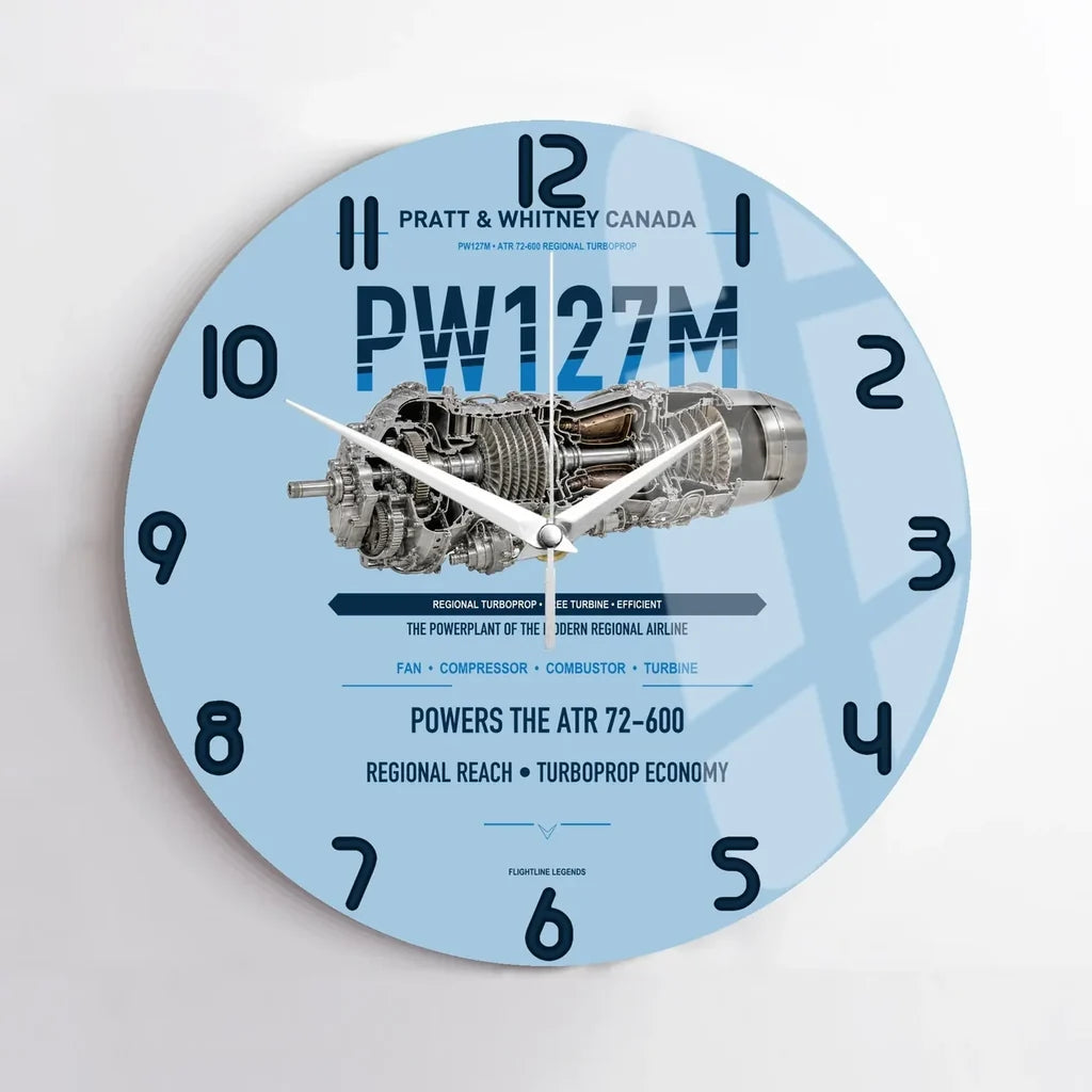 PW127M design on light blue no frame wall clock