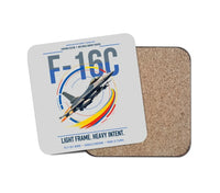 Thumbnail for F-16C Fighting Falcon design on light gray 1 piece coaster