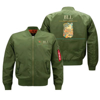 Thumbnail for Billund Airport (BLL) design on green bomber jacket
