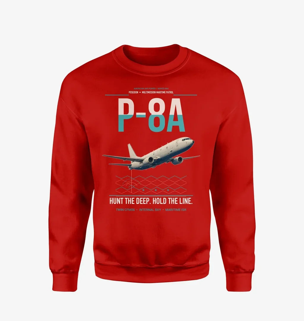 P-8A Poseidon design on red sweatshirt