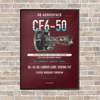 Thumbnail for CF6-50 vertical canvas print - framed - dark red background
