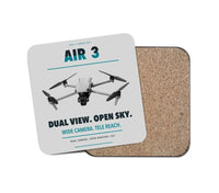 Thumbnail for DJI Air 3 design on light gray 1 piece coaster