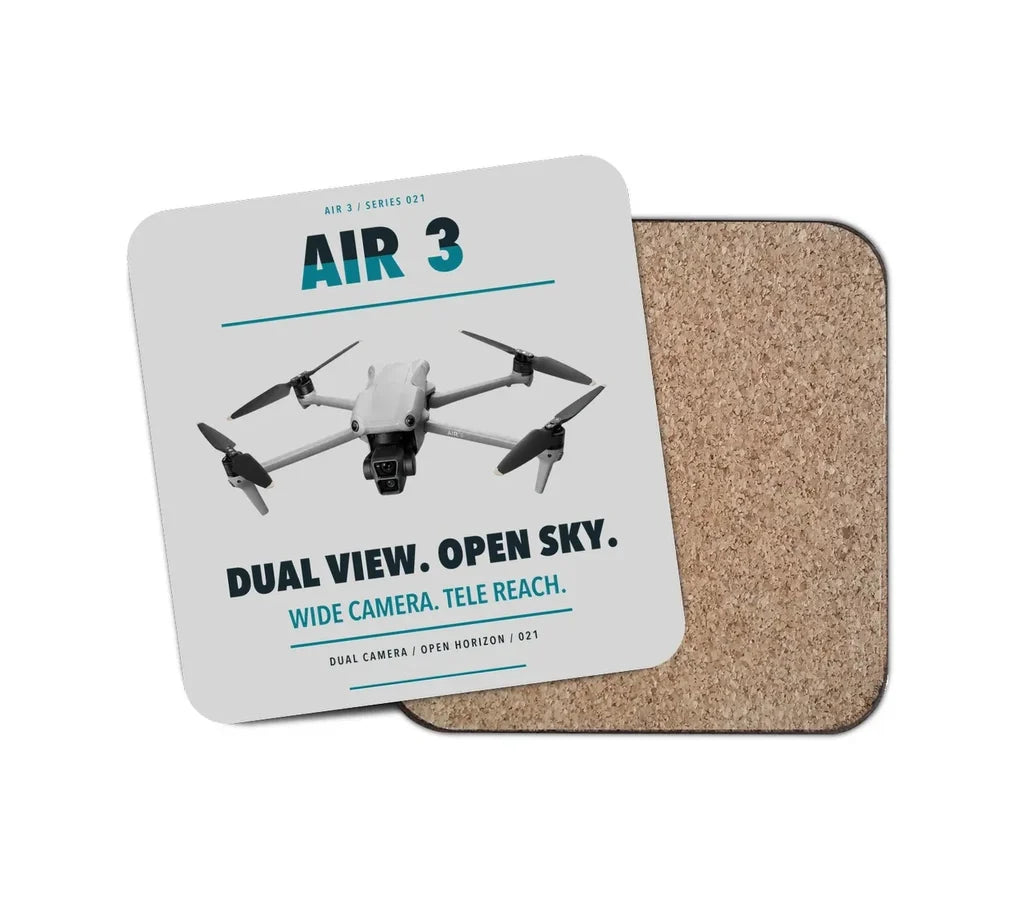 DJI Air 3 design on light gray 1 piece coaster