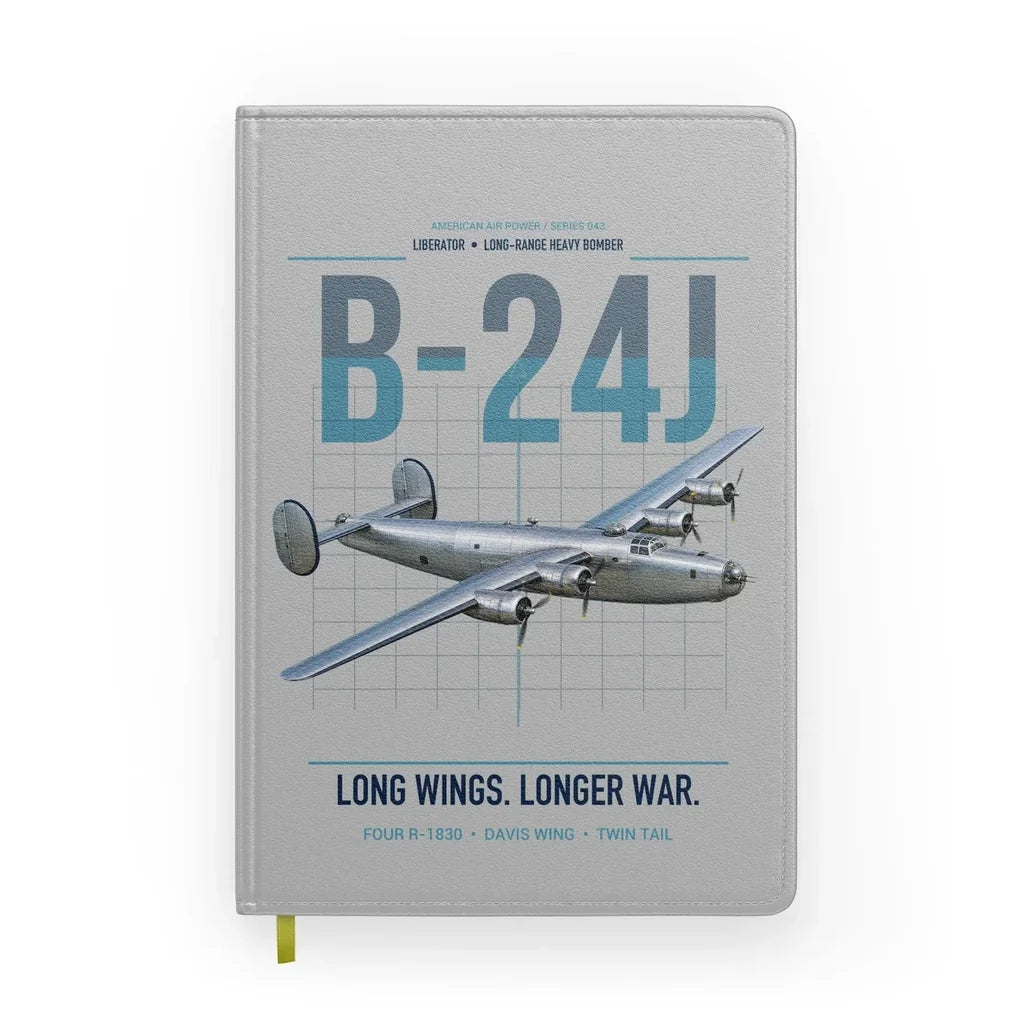 B-24J Liberator design on light gray notebook