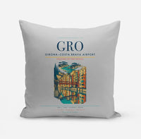 Thumbnail for Girona–Costa Brava Airport (GRO) design on light gray pillow