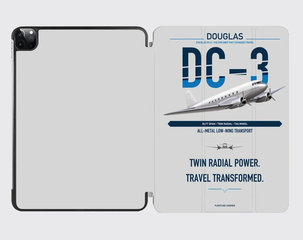Douglas DC-3 design on light gray ipad tablet case