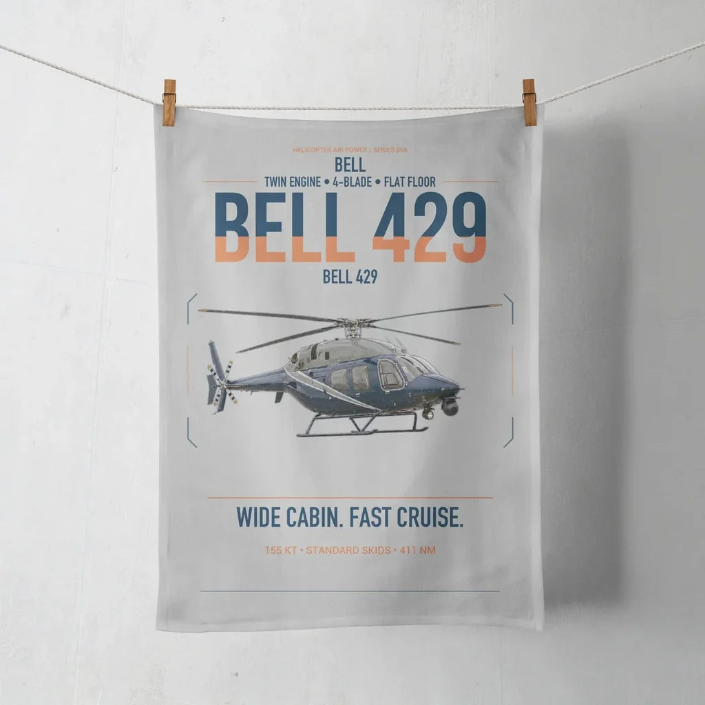Bell 429 design on light gray towel