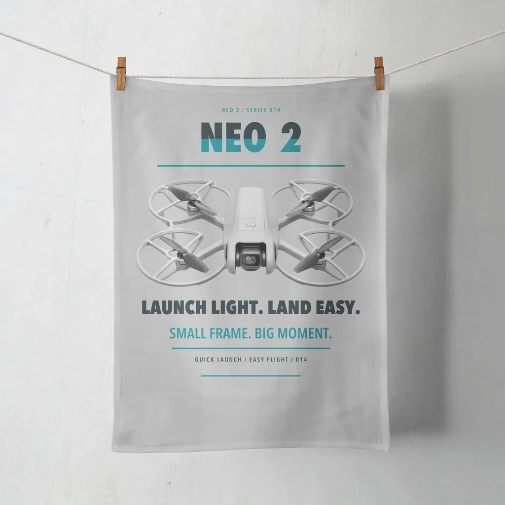 DJI Neo 2 design on light gray towel
