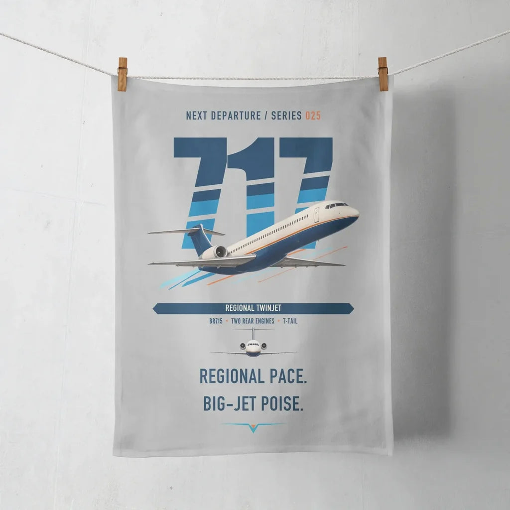Boeing 717-200 design on light gray towel