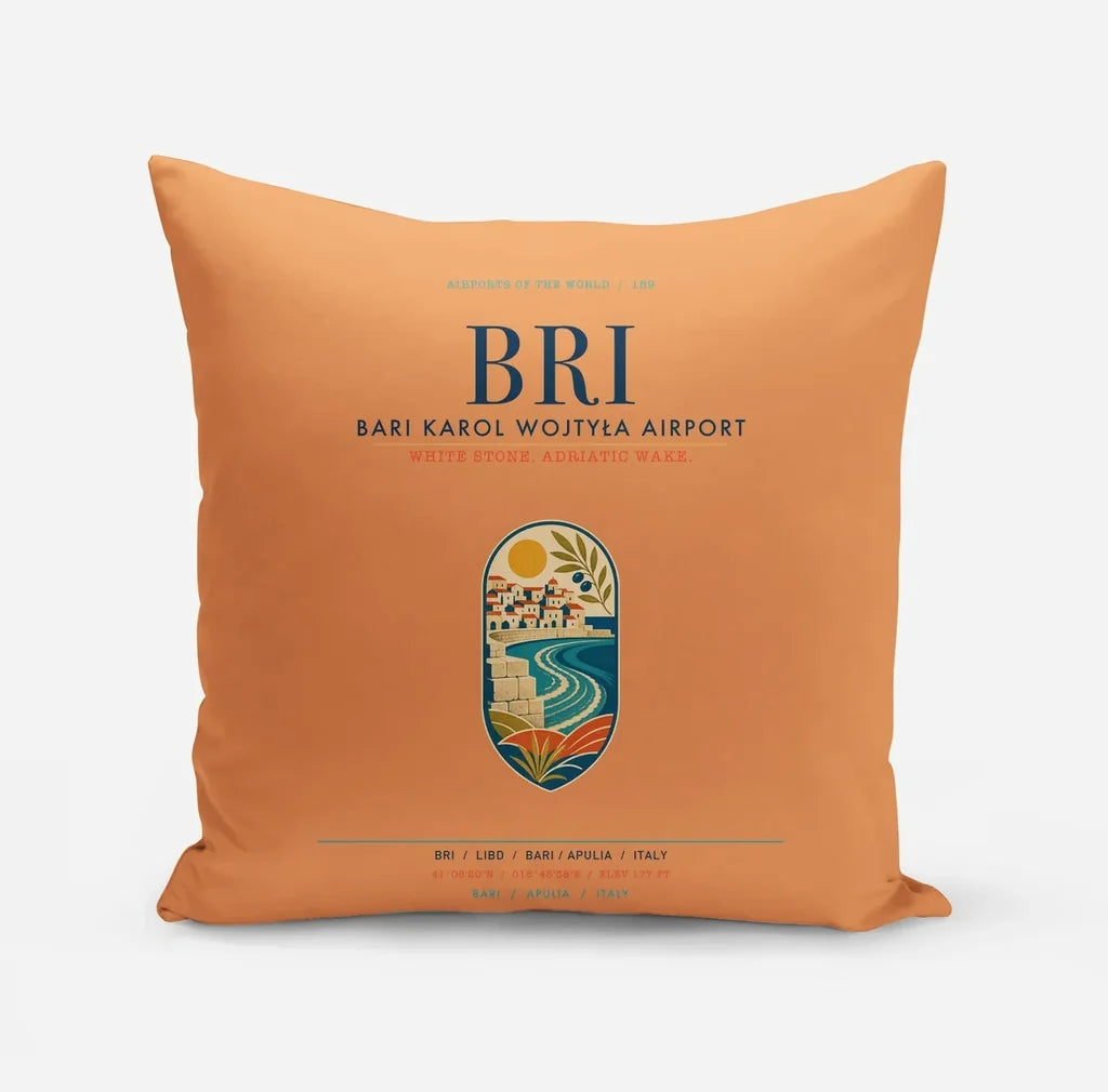 Bari Karol Wojtyła Airport (BRI) design on orange pillow