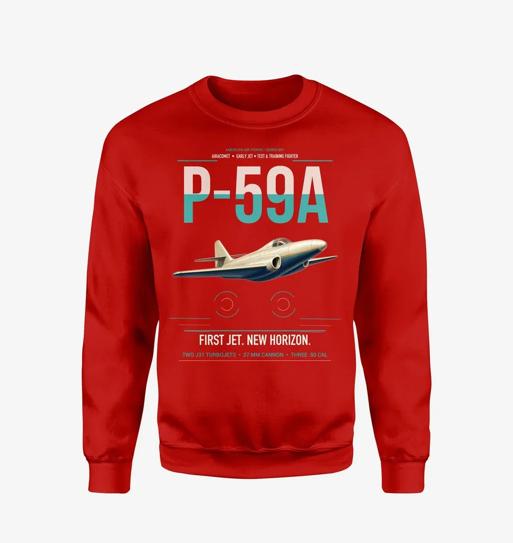 P-59A Airacomet design on red sweatshirt