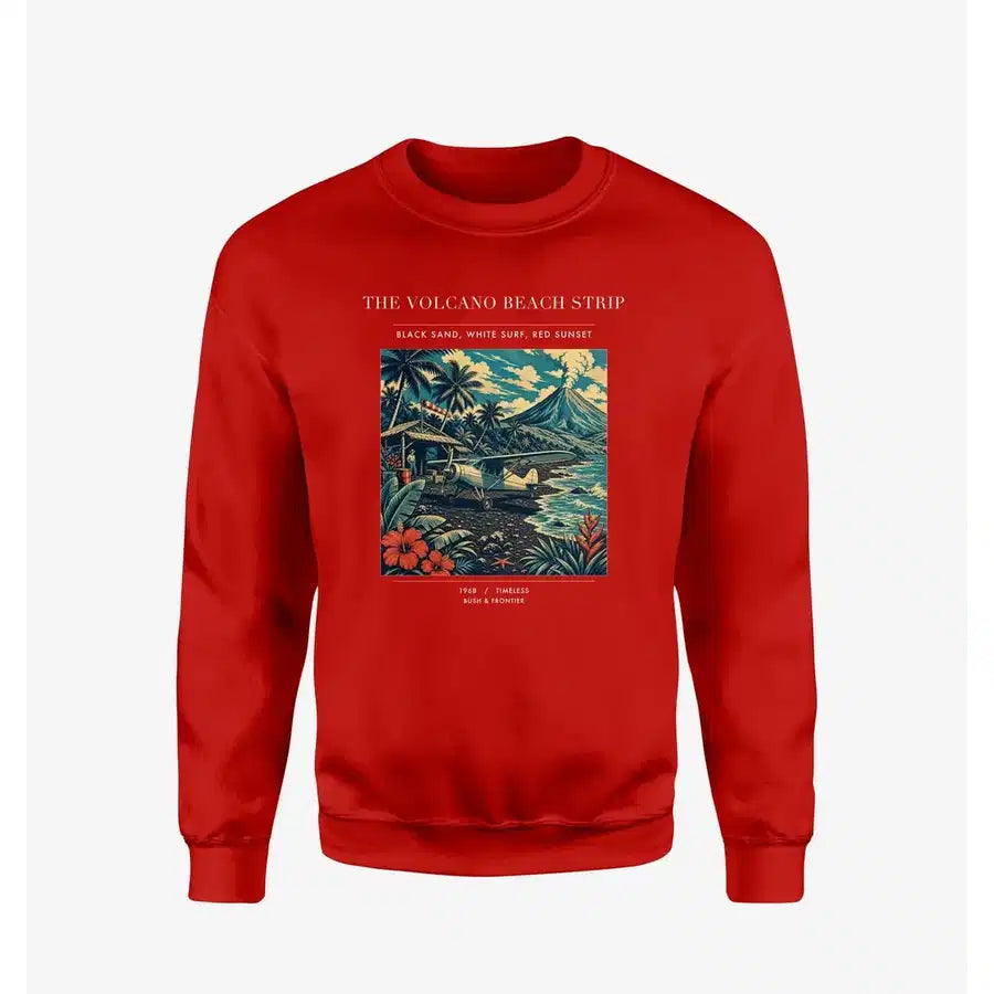 VINTAGE G4405 - The Volcano Beach Strip - Designed Sweatshirts design on red