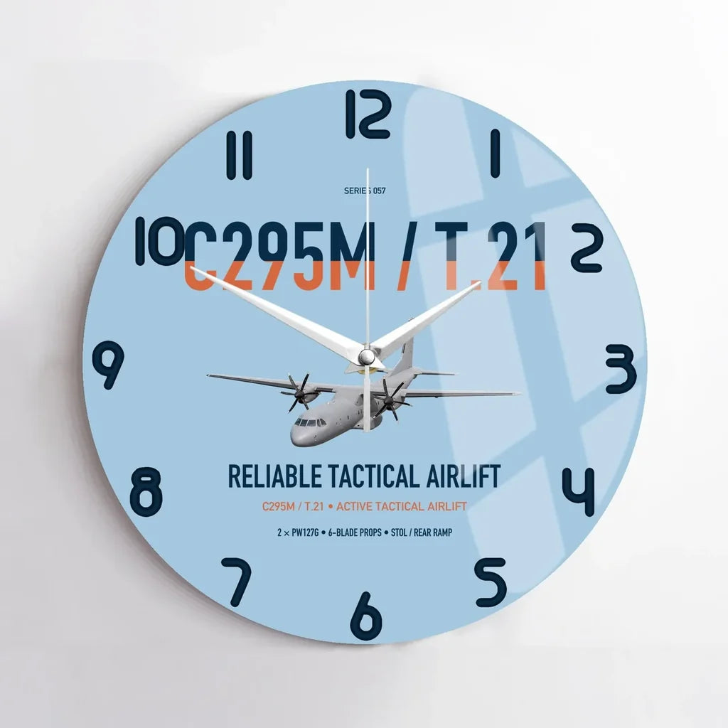 Airbus C295M T.21 design on light blue no frame wall clock
