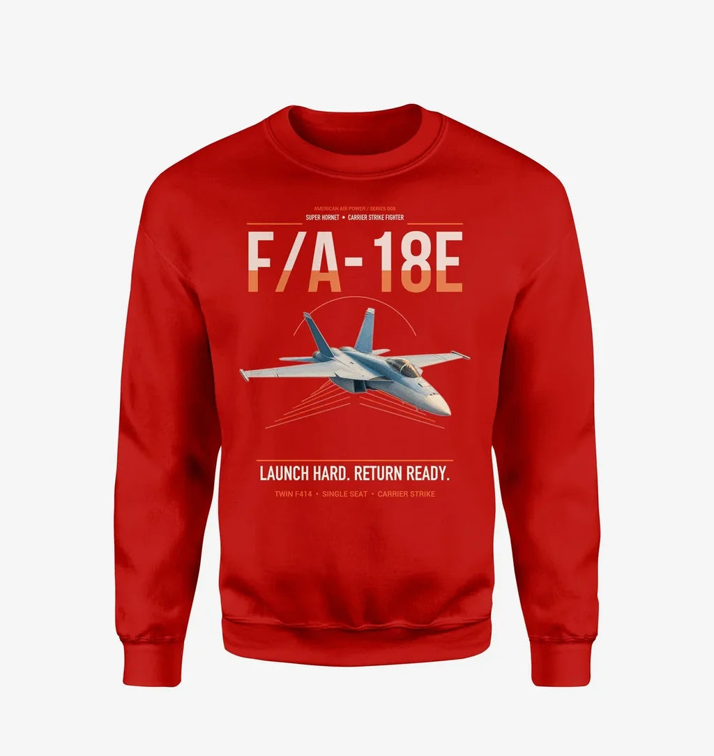 F-A-18E Super Hornet design on red sweatshirt