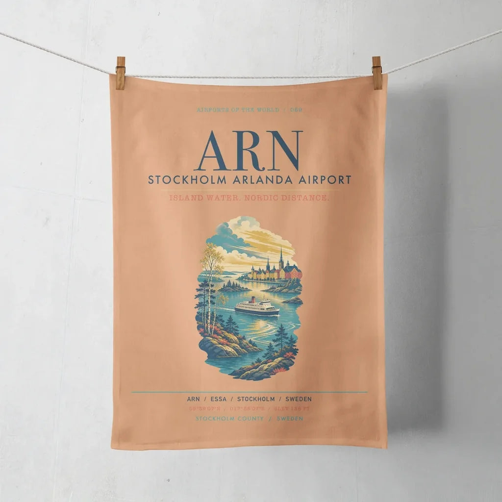 Stockholm Arlanda Airport (ARN) design on orange towel