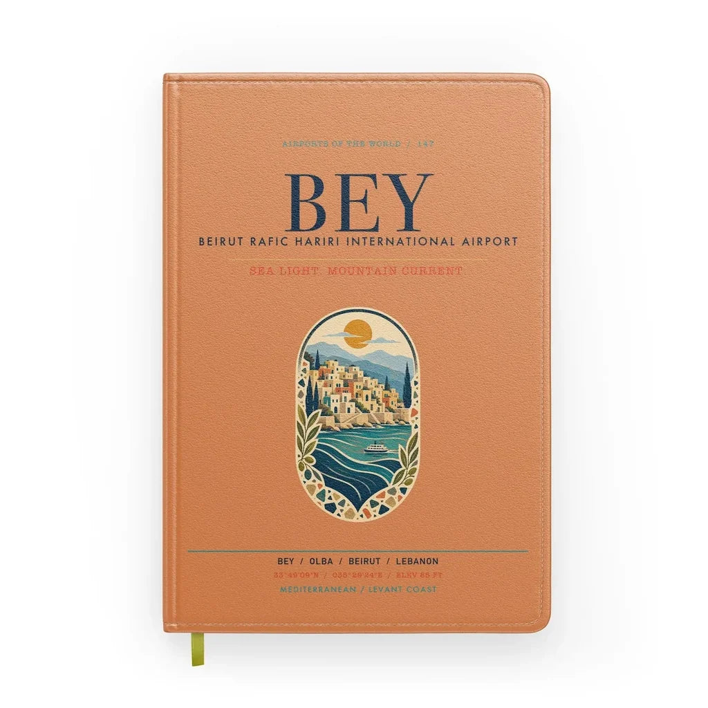 Beirut Rafic Hariri International Airport (BEY) design on orange notebook