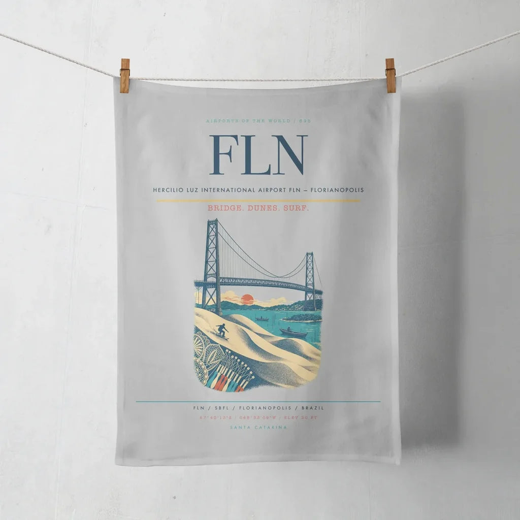 Hercilio Luz International Airport (FLN) design on light gray towel