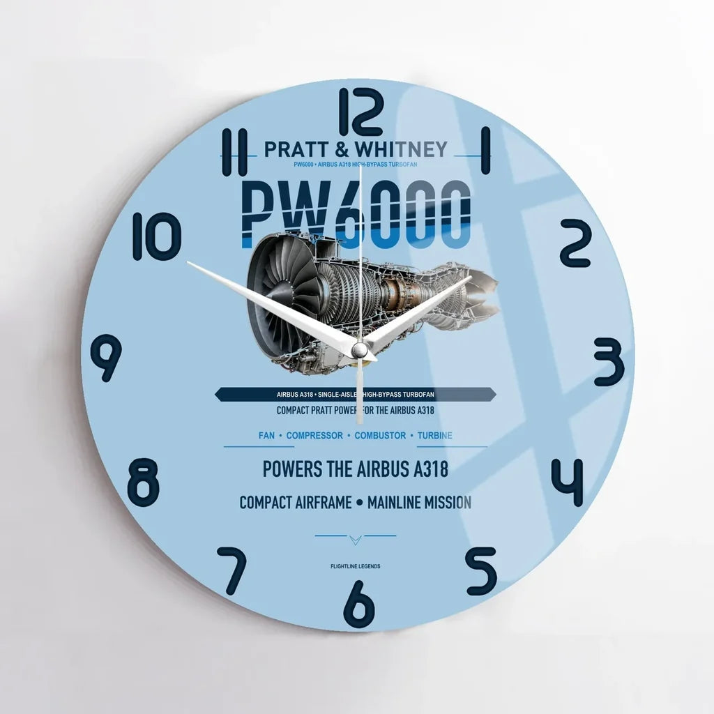 PW6000 design on light blue no frame wall clock